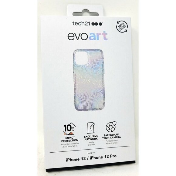 Tech21 Evo Art Case for Apple iPhone 12 / iPhone 12 Pro, Fingerprint Design - Picture 1 of 4